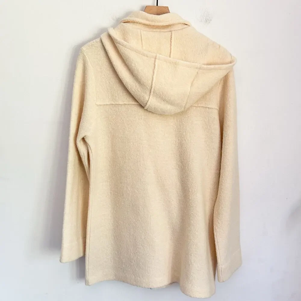 Wondra Wool Button Up Hooded Wool Jacket Size S Cream - Picture 4 of 5